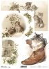 papel decoupage Navidad, gatos*Papír Decoupage Vánoce, kočky*Papier decoupage Weihnachten, Katzen